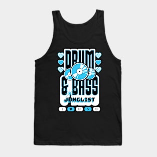 DRUM AND BASS  - 3 Records & Hearts (white/blue) Tank Top